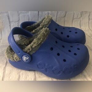 Crocs Size 10/11 Blue / Grey Lined Crocs
